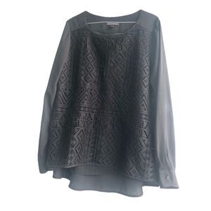 BANANA REPUBLIC Black Crocheted Front and Chiffon Back and Long Sleeves Size:Med